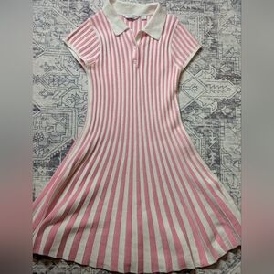 Janie and Jack Pink and White Striped Knit Dress